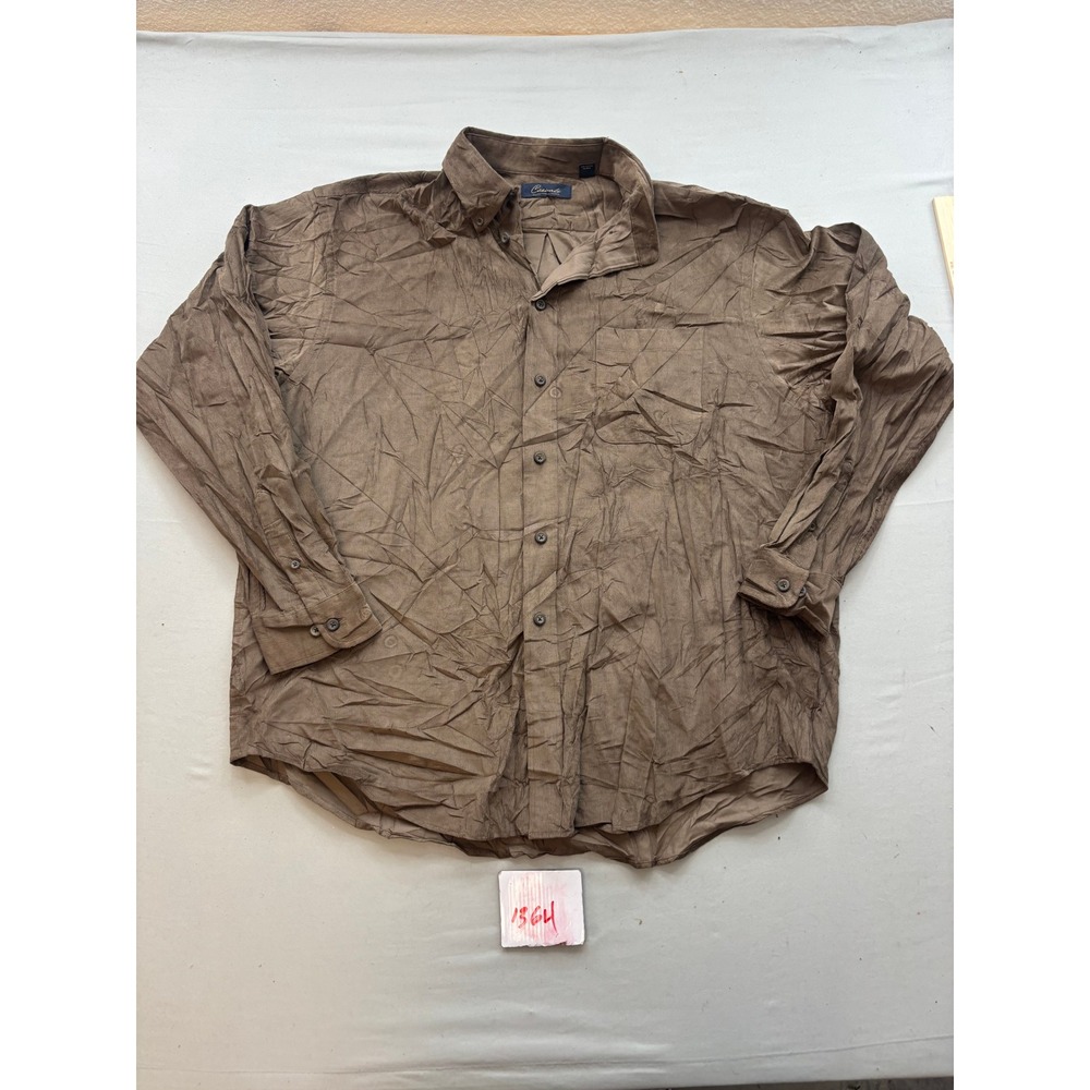 Roundtree & Yorke Casuals Mens XL Brown Corduroy Long Sleeve Button Down Shirt